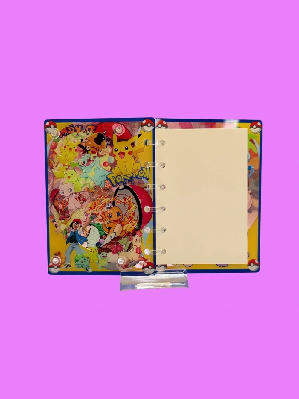 Pokémon Stationery Bundle | Acrylic Shaker Notebook + Desk Trash Bin + pens